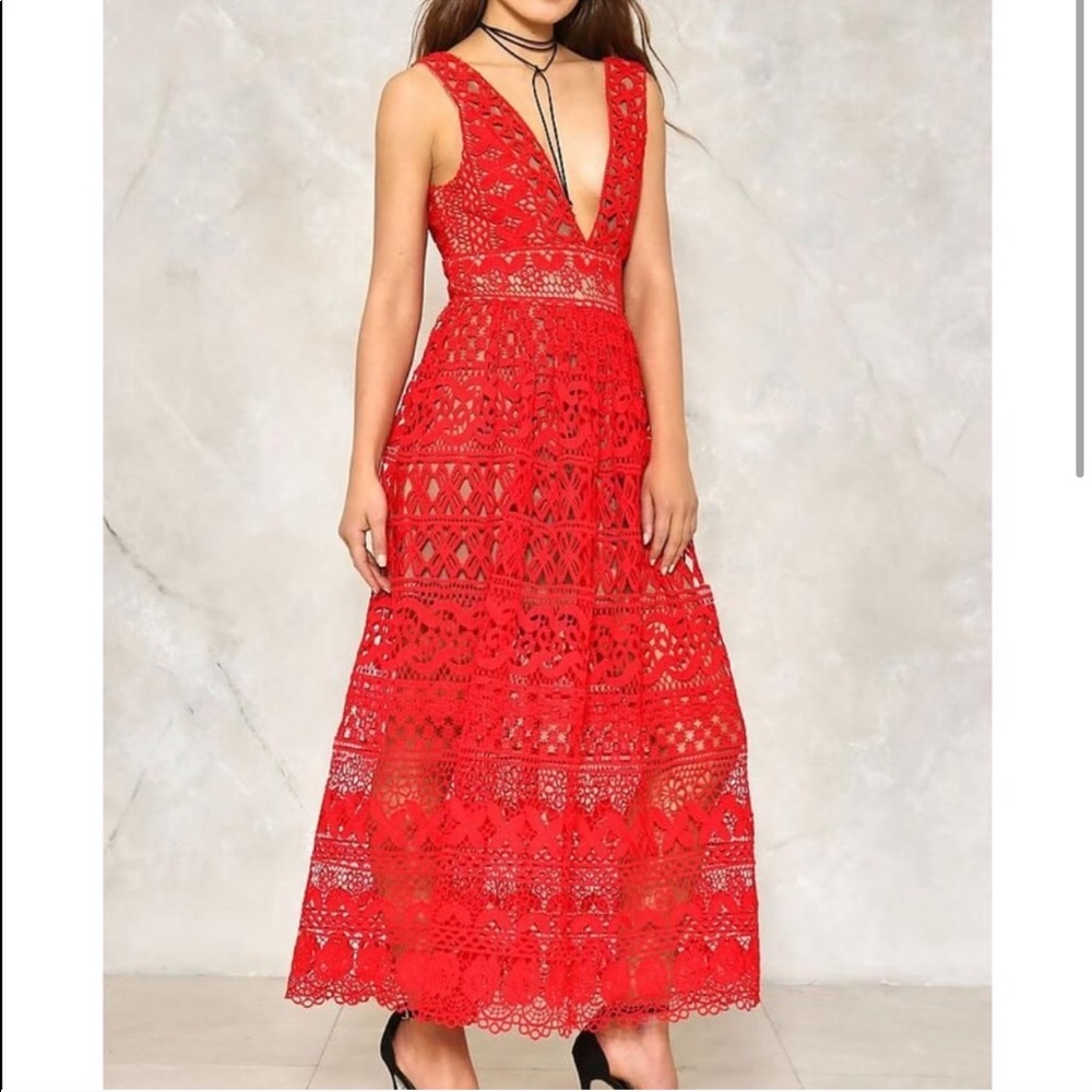 IVIVI Nasty Gal Isobel Red Maxi Dress (L)
